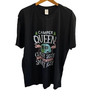 Women’s Camper Queen Black Graphic Tee with Colorful Print XXL